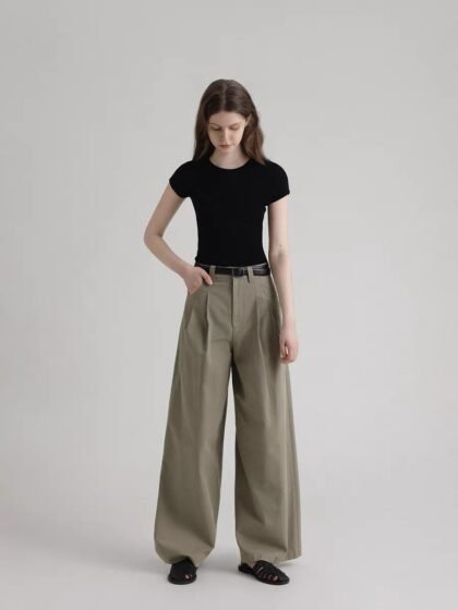 Vintage Pinstripe Wide-Leg Trousers