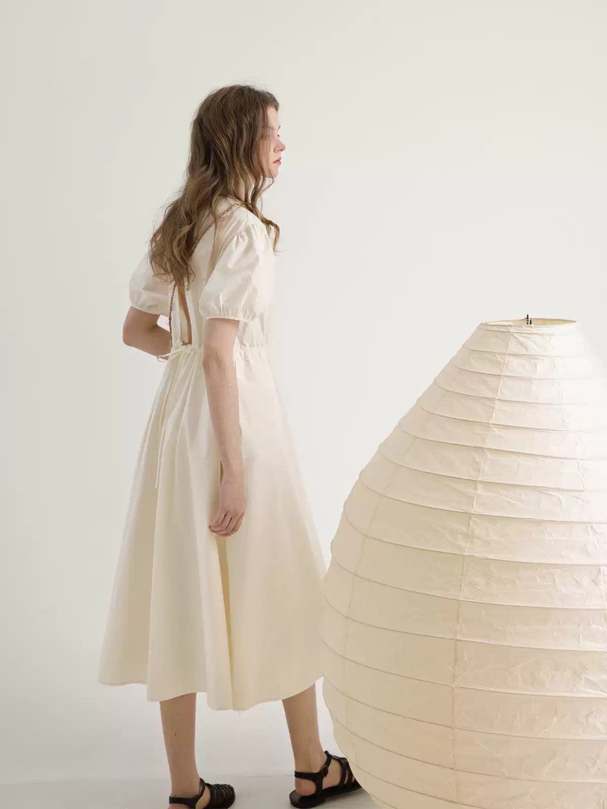 Puff Sleeve Ruched Flowy Dress - Image 2