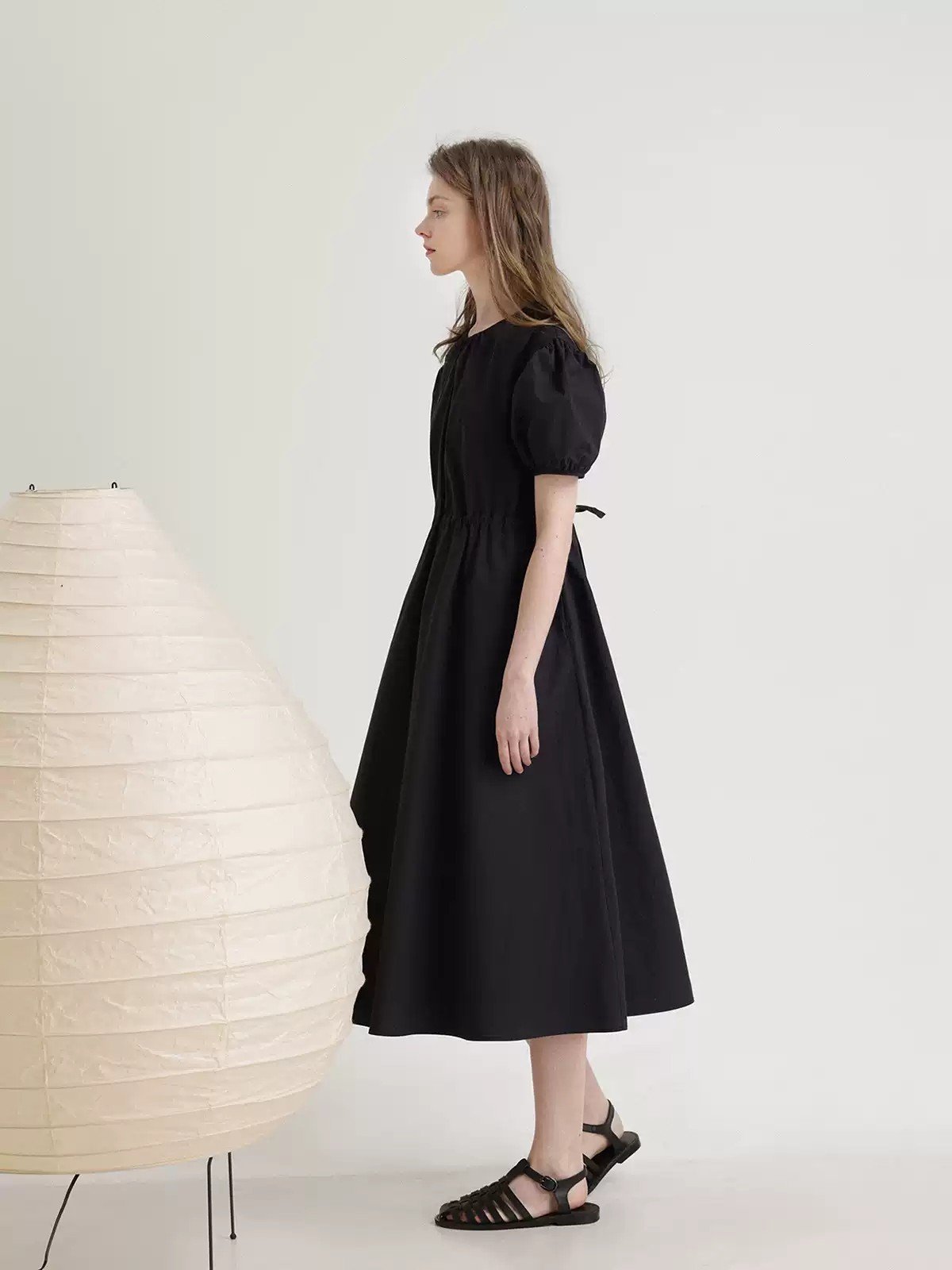 Puff Sleeve Ruched Flowy Dress - Image 4