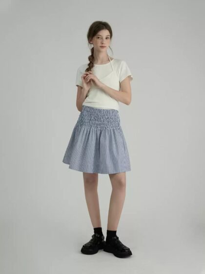 Vintage Smocked A-Line Flare Mini Skirt