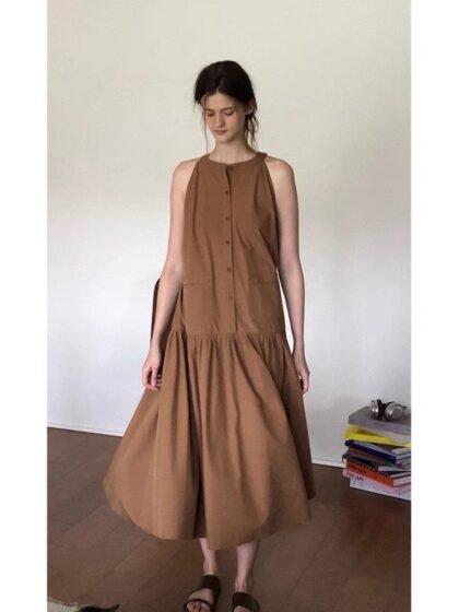 Oil Painting Print Sleeveless Dress